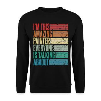 Vintage Maler Malerin Geschenk Retro - Unisex Pullover - Schwarz - Vorne - Alina (178cm) & Michal (187cm)