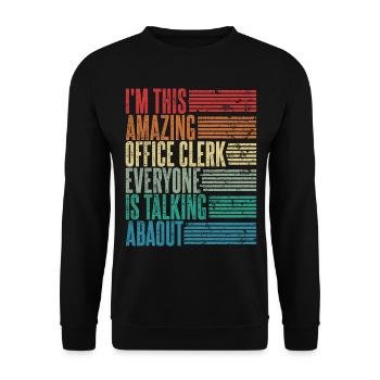 Vintage Office Clerk Office Clerk Gift Retro - Unisex Sweatshirt - black - Front - Alina (178cm) & Michal (187cm)