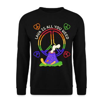 Symbole de paix, signe de paix avec volcan, jeu de mots - Sweat-shirt Unisexe - noir - Devant - Alina (178cm) & Michal (187cm)