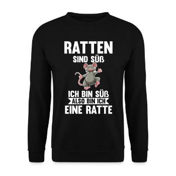 Nagetier Ratte Ratten - Unisex Pullover - Schwarz - Vorne - Alina (178cm) & Michal (187cm)