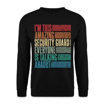 Vintage Security Guard Gift Retro - Unisex Sweatshirt - black - Front - Alina (178cm) & Michal (187cm)