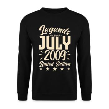 Naissance En Juillet 2009. Cadeau d'anniversaire. - Sweat-shirt Unisexe - noir - Devant - Alina (178cm) & Michal (187cm)
