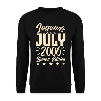 Naissance En Juillet 2006. Cadeau d'anniversaire. - Sweat-shirt Unisexe - noir - Devant - Alina (178cm) & Michal (187cm)