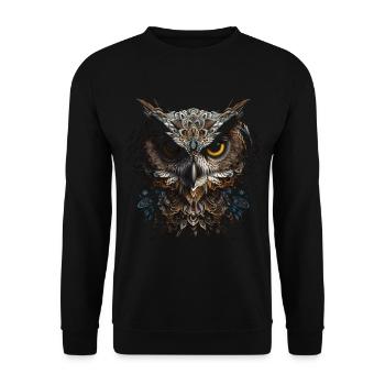 Owl Night Bird Bird Animal Gift Art - Unisex Sweatshirt - black - Front - Alina (178cm) & Michal (187cm)