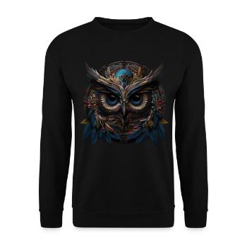 Owl Night Bird Bird Animal Gift Mandala - Unisex Sweatshirt - black - Front - Alina (178cm) & Michal (187cm)