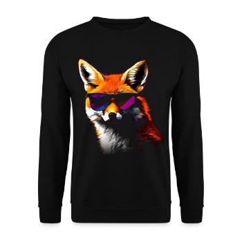 Fox Animal Lover Gift Animal Sunglasses - Unisex Sweatshirt - black - Front - Alina (178cm) & Michal (187cm)
