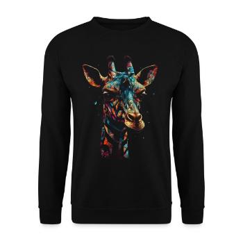 Giraffe Animal Africa Gift Animal Lover Zoo - Unisex Sweatshirt - black - Front - Alina (178cm) & Michal (187cm)