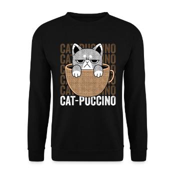 Cat Puccino Cappuccino - Unisex Pullover - Schwarz - Vorne - Alina (178cm) & Michal (187cm)