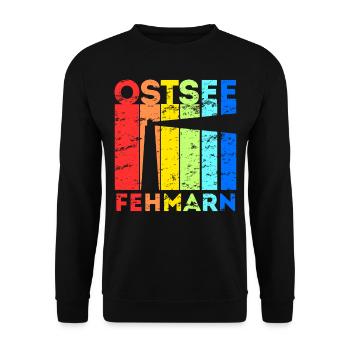 Fehmarn Insel Ostsee Leuchtturm Urlaub Idee - Unisex Pullover - Schwarz - Vorne - Alina (178cm) & Michal (187cm)
