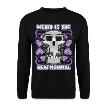 Totenkopf, Weird Skull, lustiger Spruch, Zitat - Unisex Pullover - Schwarz - Vorne - Alina (178cm) & Michal (187cm)