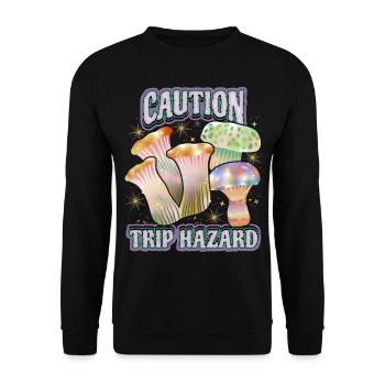 Magic Mushrooms, Psychedelische Pilze, Spruch - Unisex Pullover - Schwarz - Vorne - Alina (178cm) & Michal (187cm)