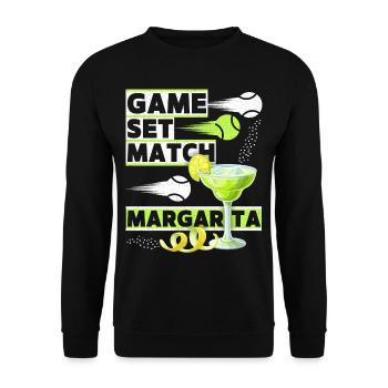 Tennis-Spruch Game-Set-Match Margarita, lustig - Unisex Pullover - Schwarz - Vorne - Alina (178cm) & Michal (187cm)
