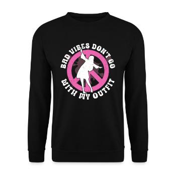 Hippie Peace Zeichen Frieden Blumen Blumenkind - Unisex Pullover - Schwarz - Vorne - Alina (178cm) & Michal (187cm)