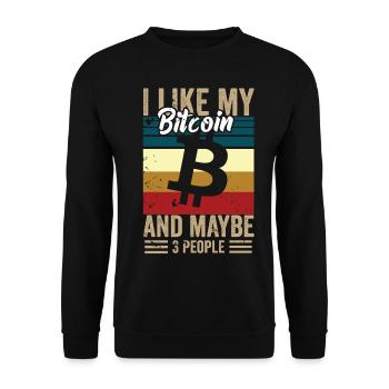 I like my Bitcoin and maybe 3 people - Unisex Pullover - Schwarz - Vorne - Alina (178cm) & Michal (187cm)