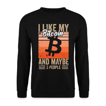 I like my Bitcoin and maybe 3 people - Unisex Pullover - Schwarz - Vorne - Alina (178cm) & Michal (187cm)