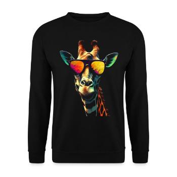 Giraffe Animal Africa Gift Animal Lover Zoo - Unisex Sweatshirt - black - Front - Alina (178cm) & Michal (187cm)