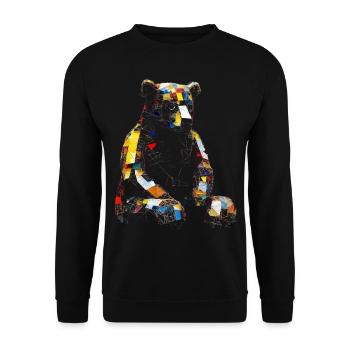 Bear Artwork Animal Bears Gift Animal Motif Art - Unisex Sweatshirt - black - Front - Alina (178cm) & Michal (187cm)