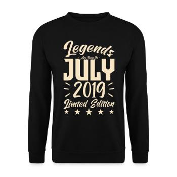 Naissance En Juillet 2019. Cadeau d'anniversaire. - Sweat-shirt Unisexe - noir - Devant - Alina (178cm) & Michal (187cm)