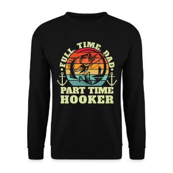 Part-time Hook Fishing Father's Day - Unisex Sweatshirt - black - Front - Alina (178cm) & Michal (187cm)