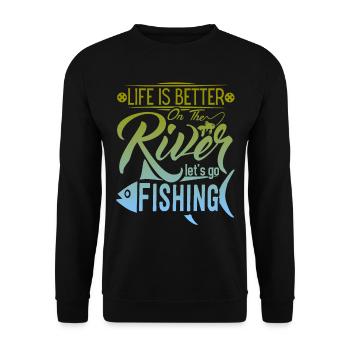 Pêche, pêche sur la rivière, dicton amusant - Sweat-shirt Unisexe - noir - Devant - Alina (178cm) & Michal (187cm)