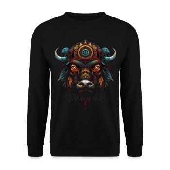 Bison Mandala Artwork Art Woodland Animals Gift - Unisex Sweatshirt - black - Front - Alina (178cm) & Michal (187cm)