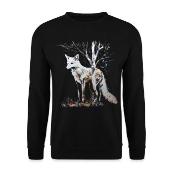 Fuchs Tierliebhaber Geschenk Wildtier Tier Motiv - Unisex Pullover - Schwarz - Vorne - Alina (178cm) & Michal (187cm)