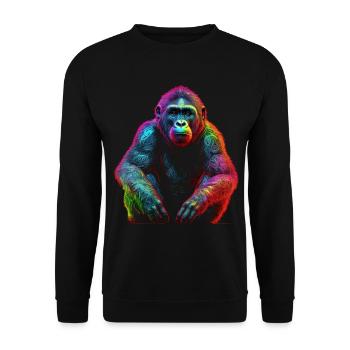 Monkey Colorful Art Creative Gift Man Animal Motif - Unisex Sweatshirt - black - Front - Alina (178cm) & Michal (187cm)