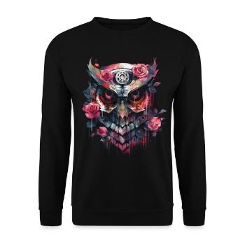 Owl Night Bird Bird Animal Gift Art - Unisex Sweatshirt - black - Front - Alina (178cm) & Michal (187cm)