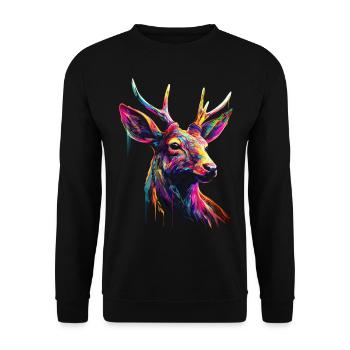 Deer Deer Forest Art Animal Gift Animal Motif - Sweat-shirt Unisexe - noir - Devant - Alina (178cm) & Michal (187cm)