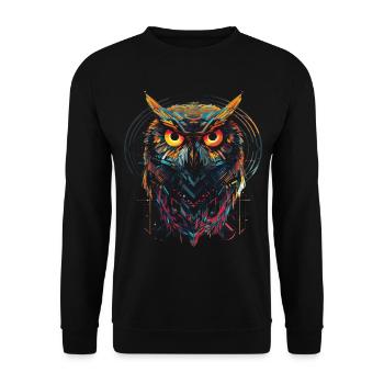 Owl Night Bird Bird Animal Gift Art - Unisex Sweatshirt - black - Front - Alina (178cm) & Michal (187cm)