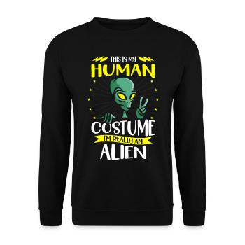 Das Ist Mein Menschliches Kostüm Ich Bin Wirklich - Unisex Pullover - Schwarz - Vorne - Alina (178cm) & Michal (187cm)