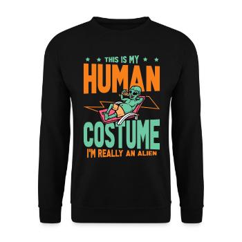 Dies Ist Mein Menschliches Kostüm. Ich Bin - Unisex Pullover - Schwarz - Vorne - Alina (178cm) & Michal (187cm)