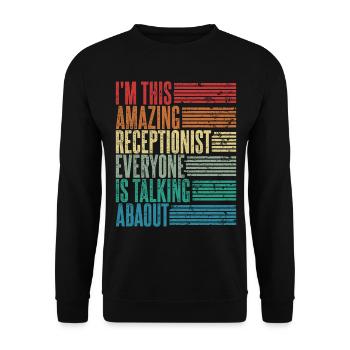 Vintage Rezeptionist Rezeptionistin Geschenk Retro - Unisex Pullover - Schwarz - Vorne - Alina (178cm) & Michal (187cm)