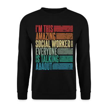 Sozialarbeiter Sozialarbeiterin Geschenk Retro - Unisex Pullover - Schwarz - Vorne - Alina (178cm) & Michal (187cm)