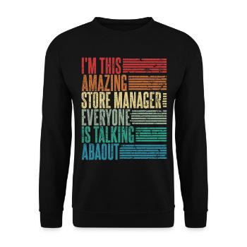 Vintage Store Manager Store Manager Gift Retro - Unisex Sweatshirt - black - Front - Alina (178cm) & Michal (187cm)