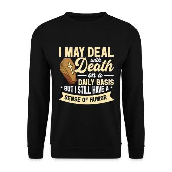 Funeral Director Mortician Mortuary - Unisex Sweatshirt - black - Front - Alina (178cm) & Michal (187cm)