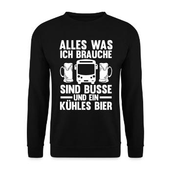 Bus Bier Busfahrer - Unisex Pullover - Schwarz - Vorne - Alina (178cm) & Michal (187cm)