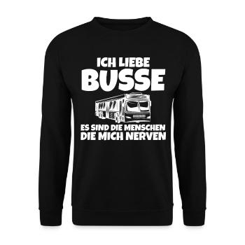 Busfahrer Bus - Unisex Pullover - Schwarz - Vorne - Alina (178cm) & Michal (187cm)