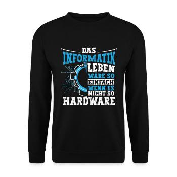 Informatiker Leben Computer PC - Unisex Pullover - Schwarz - Vorne - Alina (178cm) & Michal (187cm)