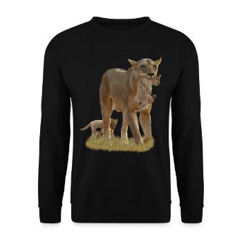 Lionne avec lionceaux - Grand félin - Chat -Afrique - Sweat-shirt Unisexe - noir - Devant - Alina (178cm) & Michal (187cm)