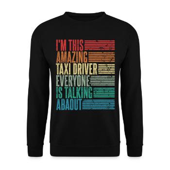 Vintage Taxifahrer Taxifahrerin Geschenk Retro - Unisex Pullover - Schwarz - Vorne - Alina (178cm) & Michal (187cm)