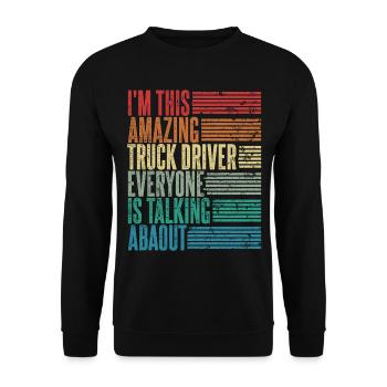 Vintage Truck Driver Truck Driver Cadeau Rétro - Sweat-shirt Unisexe - noir - Devant - Alina (178cm) & Michal (187cm)