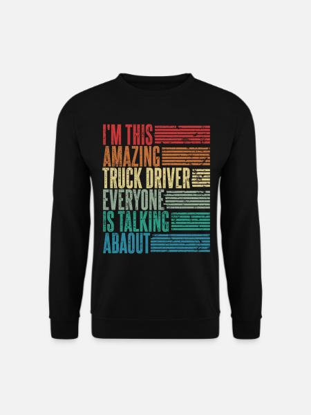 Vintage LKW Fahrer LKW Fahrerin Geschenk Retro - Unisex Pullover - Schwarz