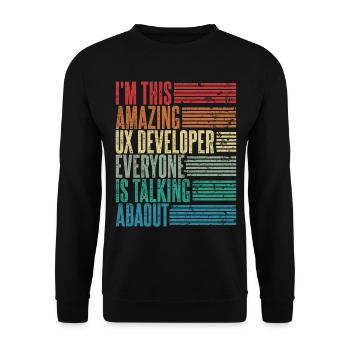 Ux Entwickler Ux Entwicklerin Geschenk Retro - Unisex Pullover - Schwarz - Vorne - Alina (178cm) & Michal (187cm)