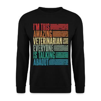 Vintage Tierarzt Tierärztin Geschenk Retro - Unisex Pullover - Schwarz - Vorne - Alina (178cm) & Michal (187cm)