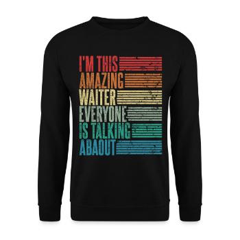 Restaurant Vintage Serveur Professionnel Cadeau Rétro - Sweat-shirt Unisexe - noir - Devant - Alina (178cm) & Michal (187cm)