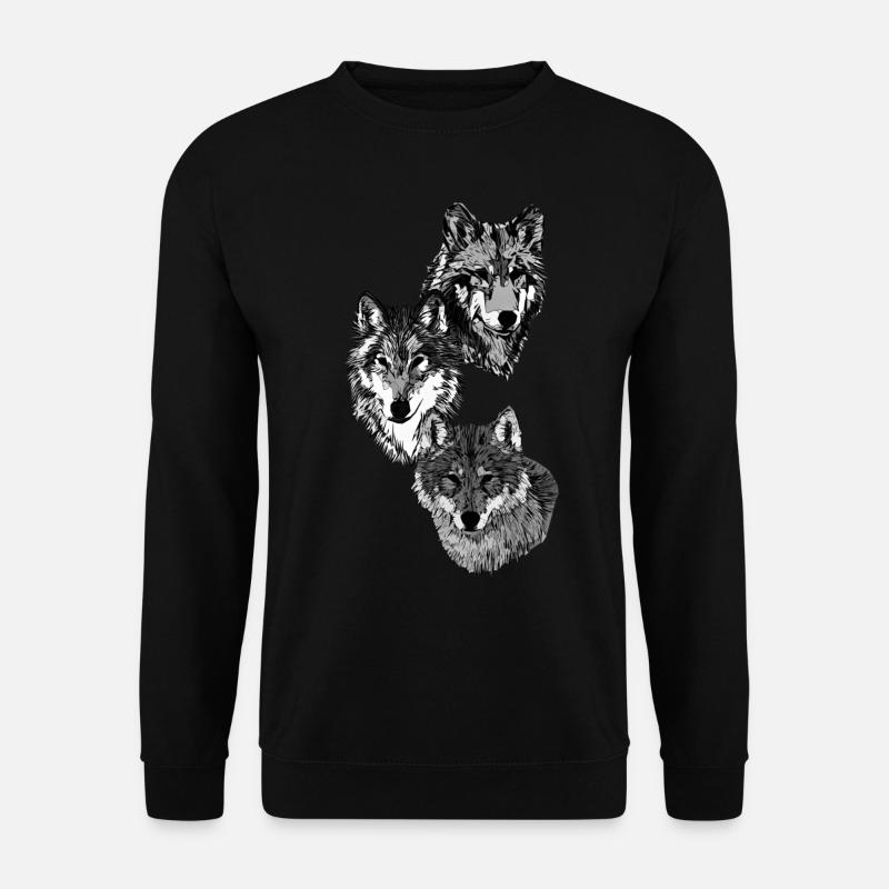 Three wolf heads in grey - Unisex Sweatshirt - black