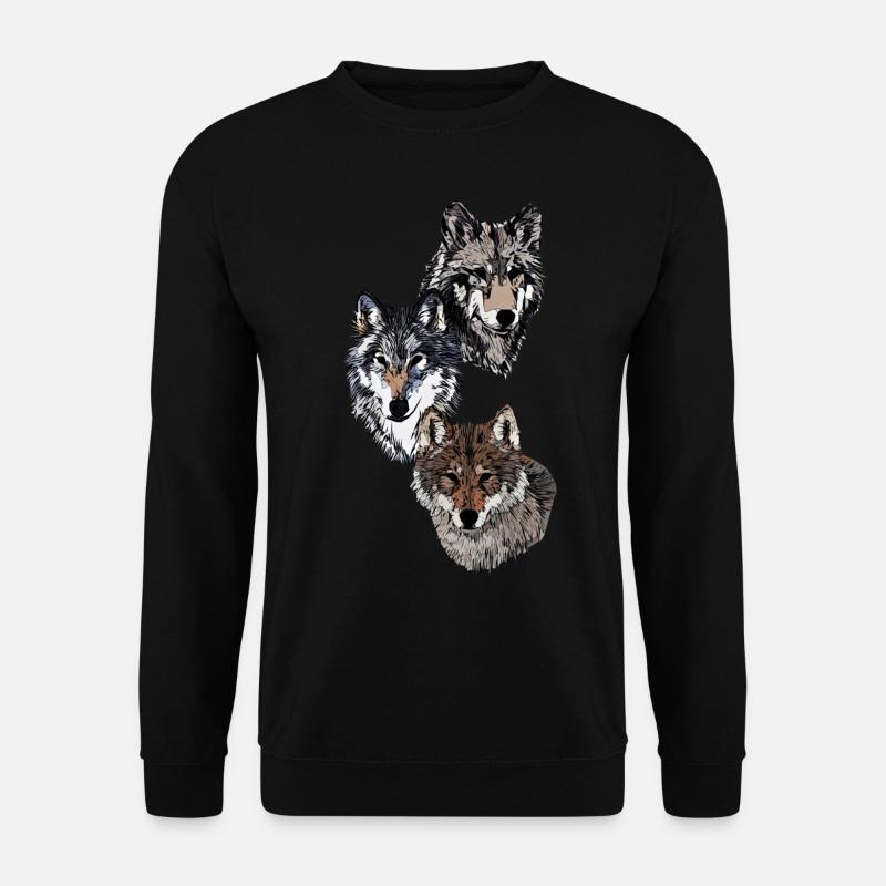 Three abstract wolf heads - Unisex Sweatshirt - black