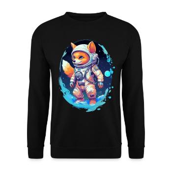 Cute fox in astronaut suit astronaut space - Unisex Sweatshirt - black - Front - Alina (178cm) & Michal (187cm)