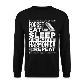 Forget Eat And Sleep Just Play The Harmonica Harmo - Unisex Pullover - Schwarz - Vorne - Alina (178cm) & Michal (187cm)